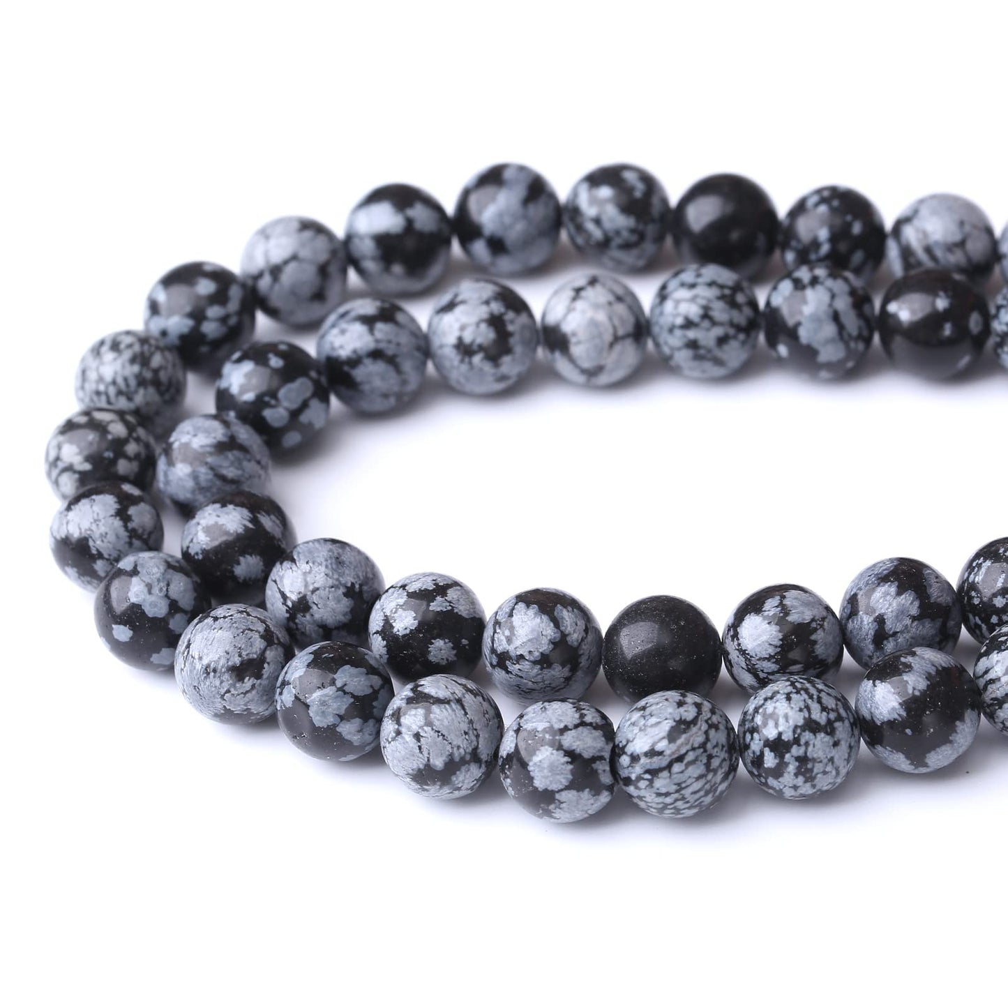 36PCS 10MM Natural Snowflake Obsidian Stone Beads Energy Healing Beads for DIY Jewelry Bracelet Necklace Making for Jewelry Making15Inch