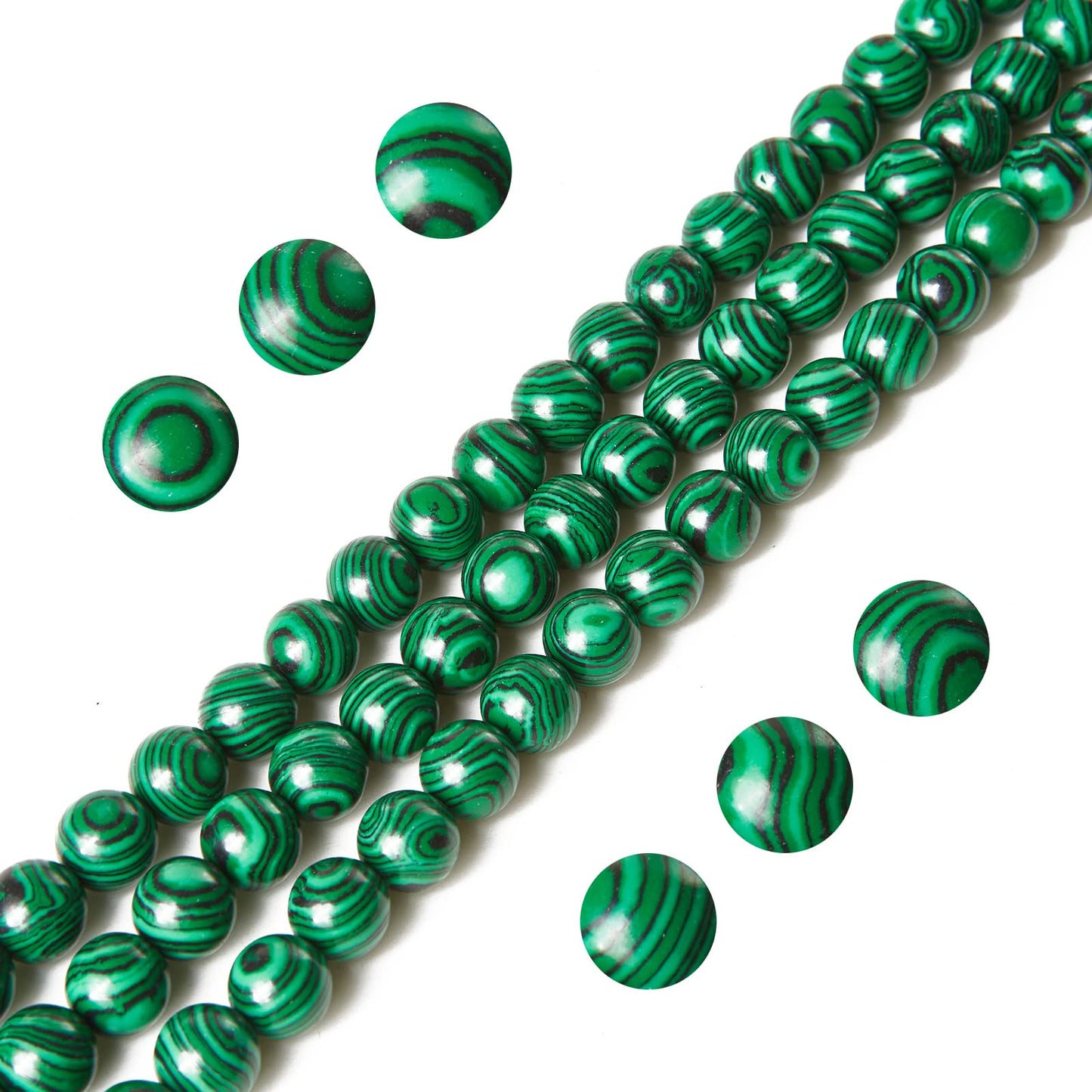 60pcs 6mm Malachite Beads Natural Gemstone Beads Round Loose Beads for Jewelry Making