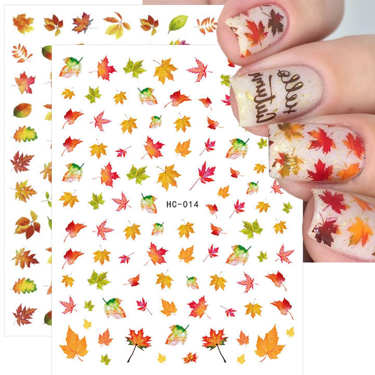 8 Sheets Fall Nail Stickers for Nail Art Autumn Thanksgiving Nail Art Stickers 3D Self-Adhesive Pumpkin Turkey Nail Design Stickers Pegatinas Uñas Maple Leaf Nail Decals for Women Girls DIY Manicure