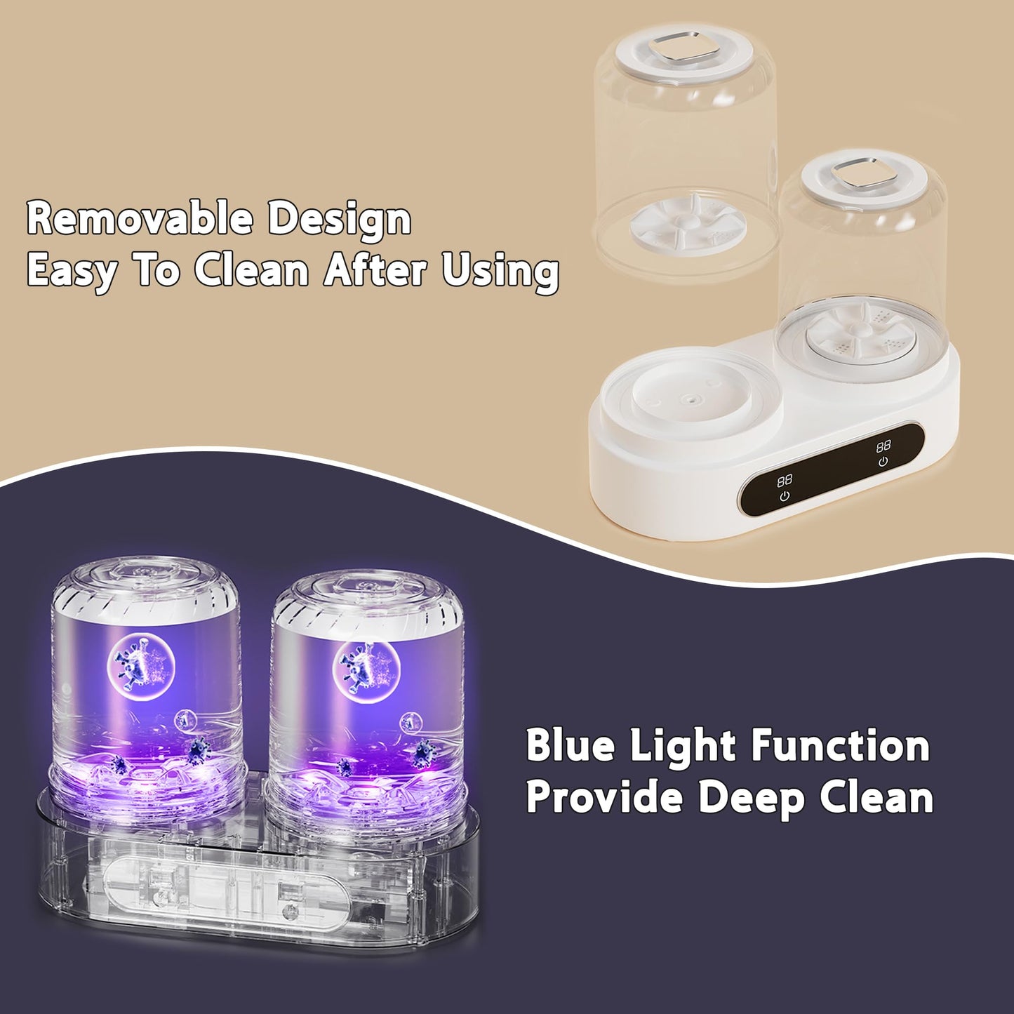 Double Tubs Portable Washing Machine, 3L Cordless Underwear Washing Machine, 2 Modes 3600mAh Portable Washer for Apartment, Dorm, RV, Hotel Use (White)