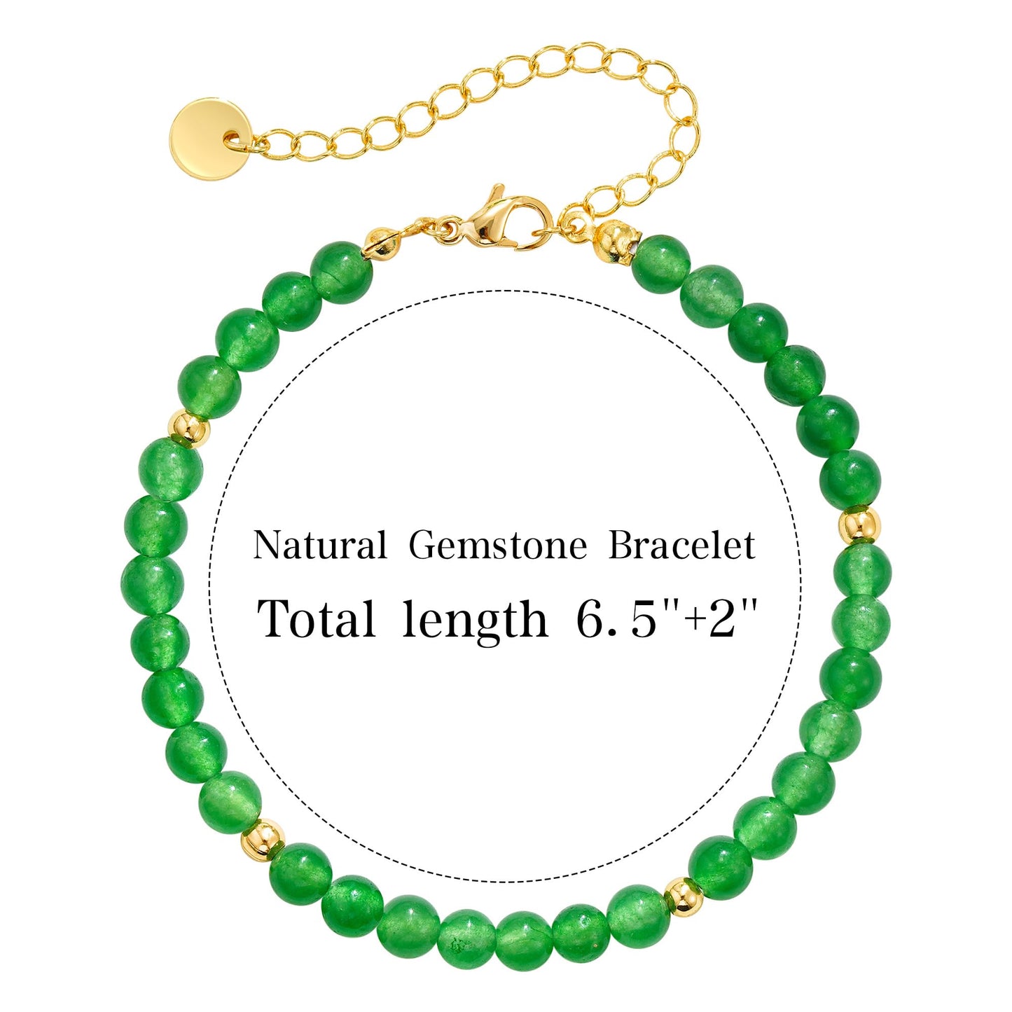 Treasure Bender Protection Beaded Bracelet for Women Men, Natural Crystals and Healing Stones Adjustable Green Jade Bracelet Jewelry Gifts for Women Men (Green Jade)