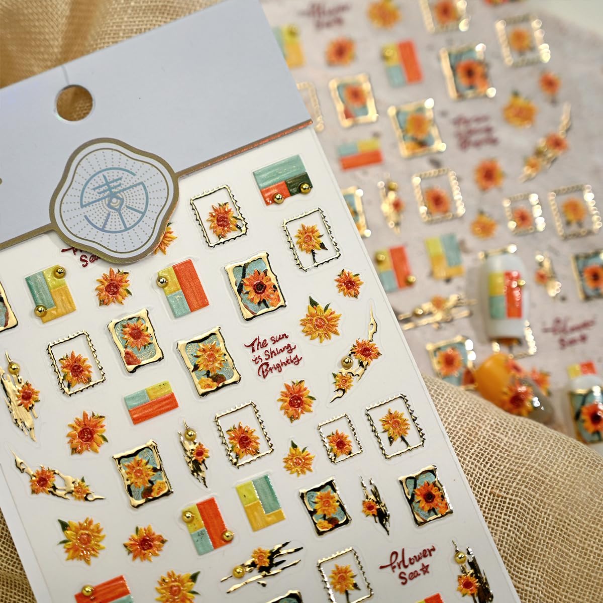 Fall Nail Art Stickers, 5D Embossed Autumn Flower Nail Decals for Nail Art Design Self-Adhesive Nail Supplies Accessories for Women