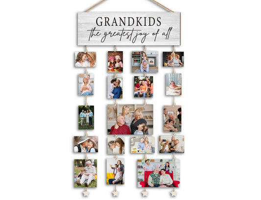 Orchroma Grandkids Picture Frames Collage Wall Decor,Photo Collage Frame for Wall,Gifts for Grandparent from Grandkids,Grandkids Picture Board,Hanging Photo Display with Clips,Picture Hanging Kit