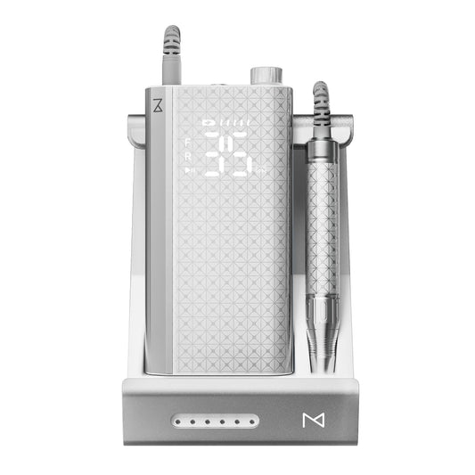 M Pro Spin Nail Drill 60W Brushless Motor 35,000 RPM, Cordless Rechargeable Electric Nail File, Professional E File Machine for Acrylic Gel Nails, Low Noise Portable Salon Use – White