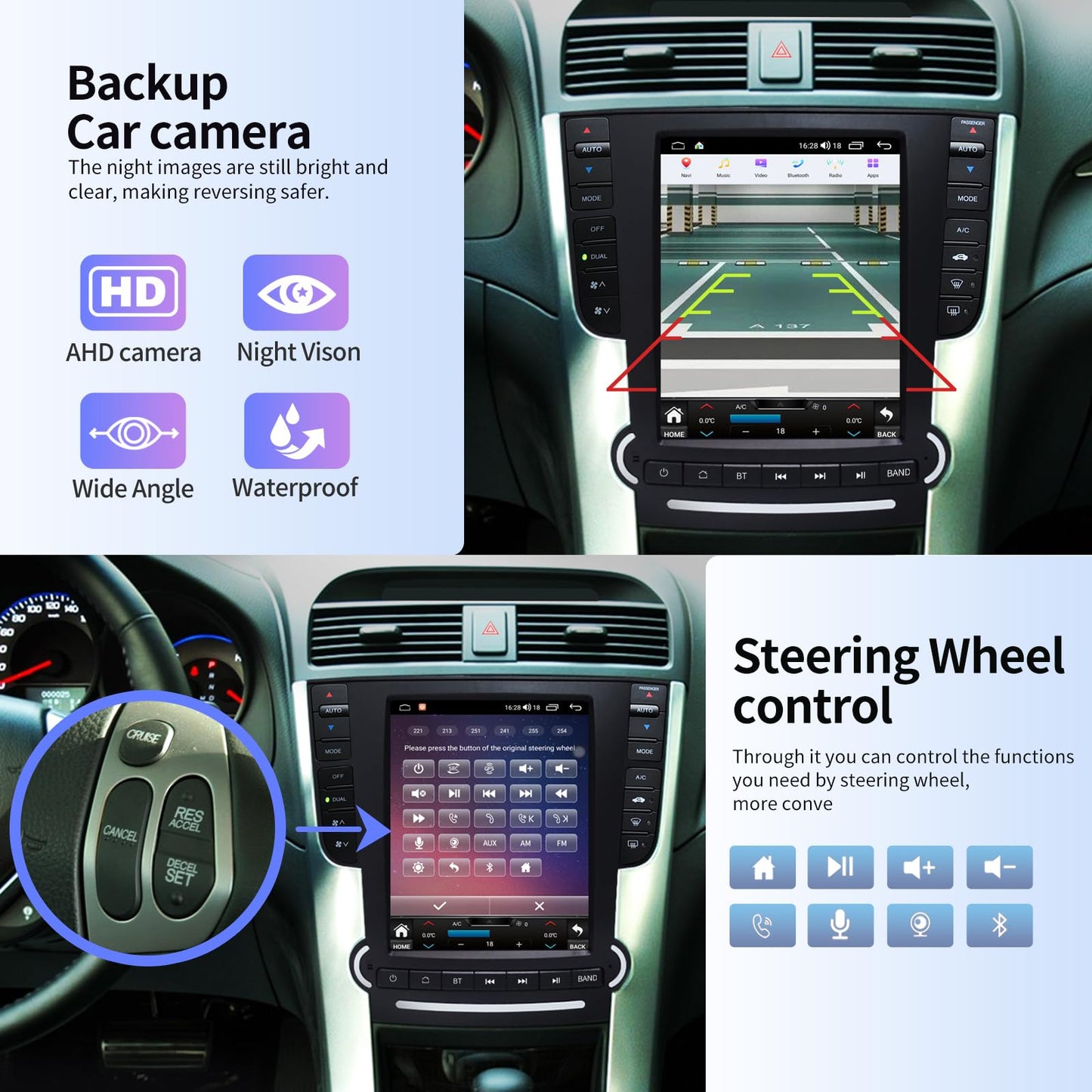 Car Radio for Acura TL 2004-2008 Relacement Stereo Carplay Upgrade Android Auto Tesla Style Display Screen with DSP in Dash Headunit GPS Navigation Multimedia Player Voice Control