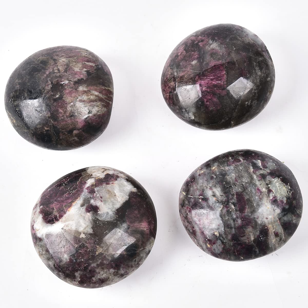 JIC Gem 2 Pcs Polished Rubellite Tourmaline Palm Stones Pocket Worry Stones Crystal Healing Irregular Gemstone Chakra Reiki 2 Inch