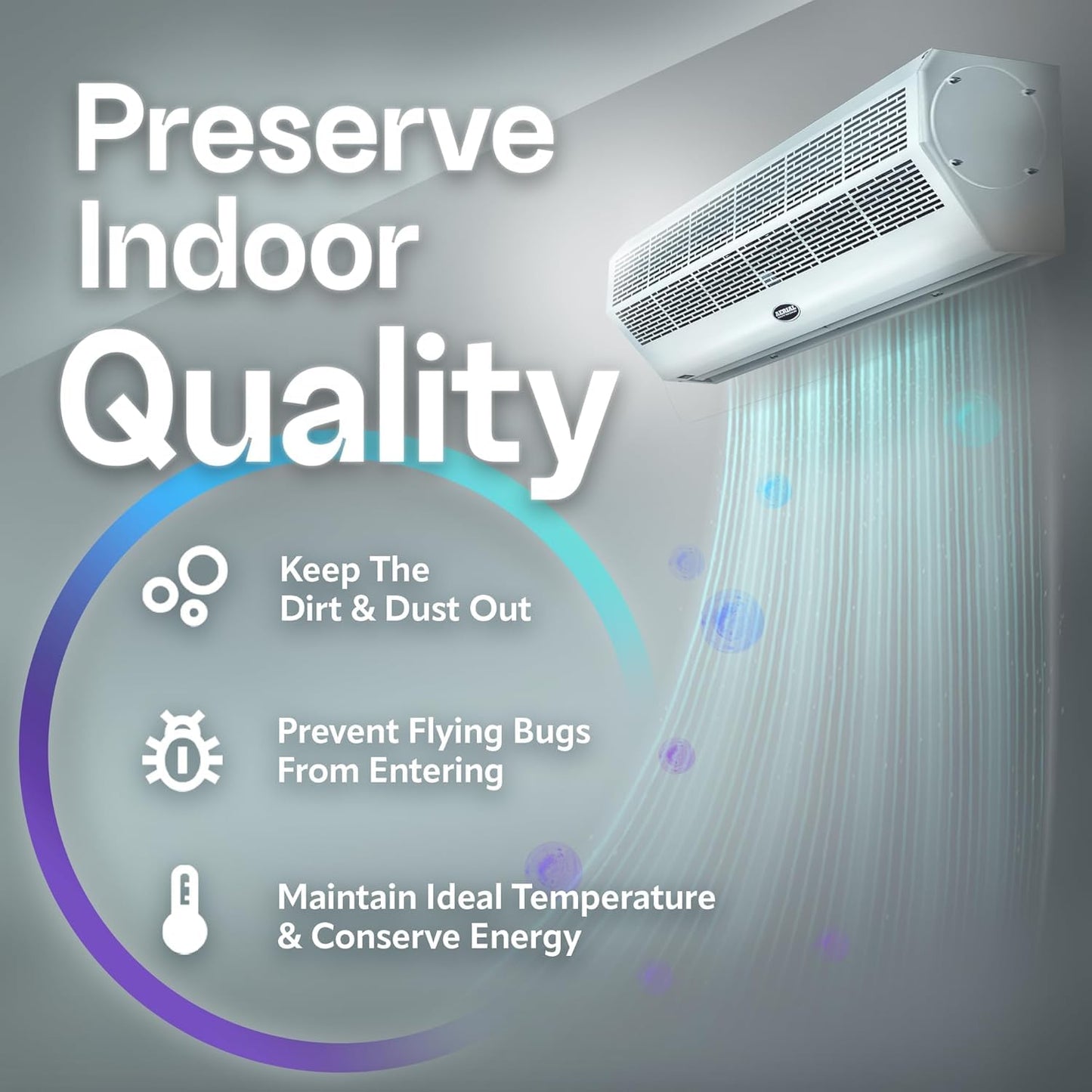 DuraSteel Wall Mounted Air Curtains for Doors Commercial - 40 Inch White Fly Fans - Super Power Over Door Fan with MS Switch - Sliding Under Door Fans to Move Air Curtain Blower Keep Flies Bugs Out