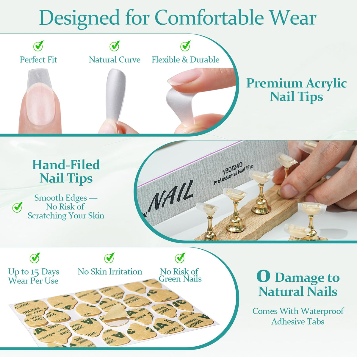 MOKAYIMO White Press On Nails-Short Almond，Acrylic Nails Press On，10 Pcs Handmade Press On Nail Kit with Waterproof Sticky Tabs,Salon Quality,Milky White,Size M