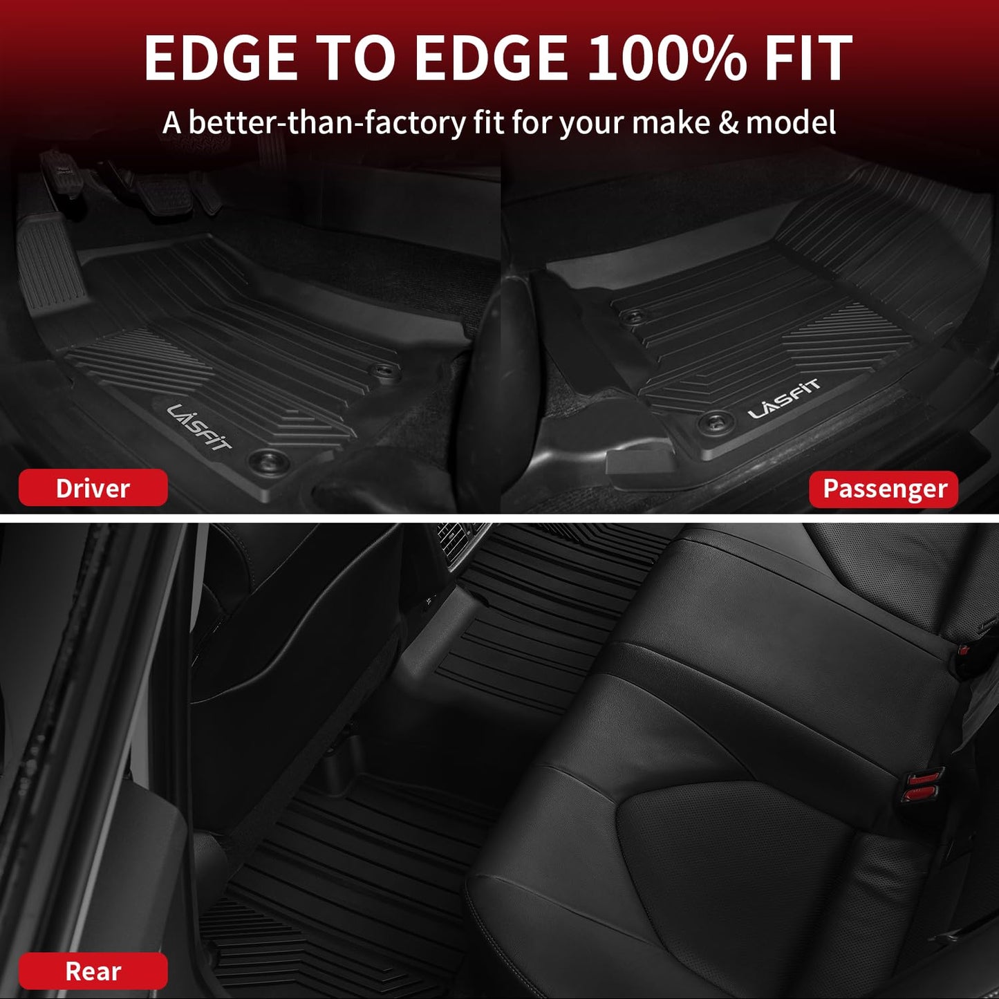 LASFIT Floor Mats for Toyota 4Runner 2013-2024 & for Lexus GX460 2014-2023, All Weather TPE Mats Floor Liner for Toyota 4 Runner (Fit 7 Seats & 5 Seats) 1st & 2nd Row Car Mats, Black