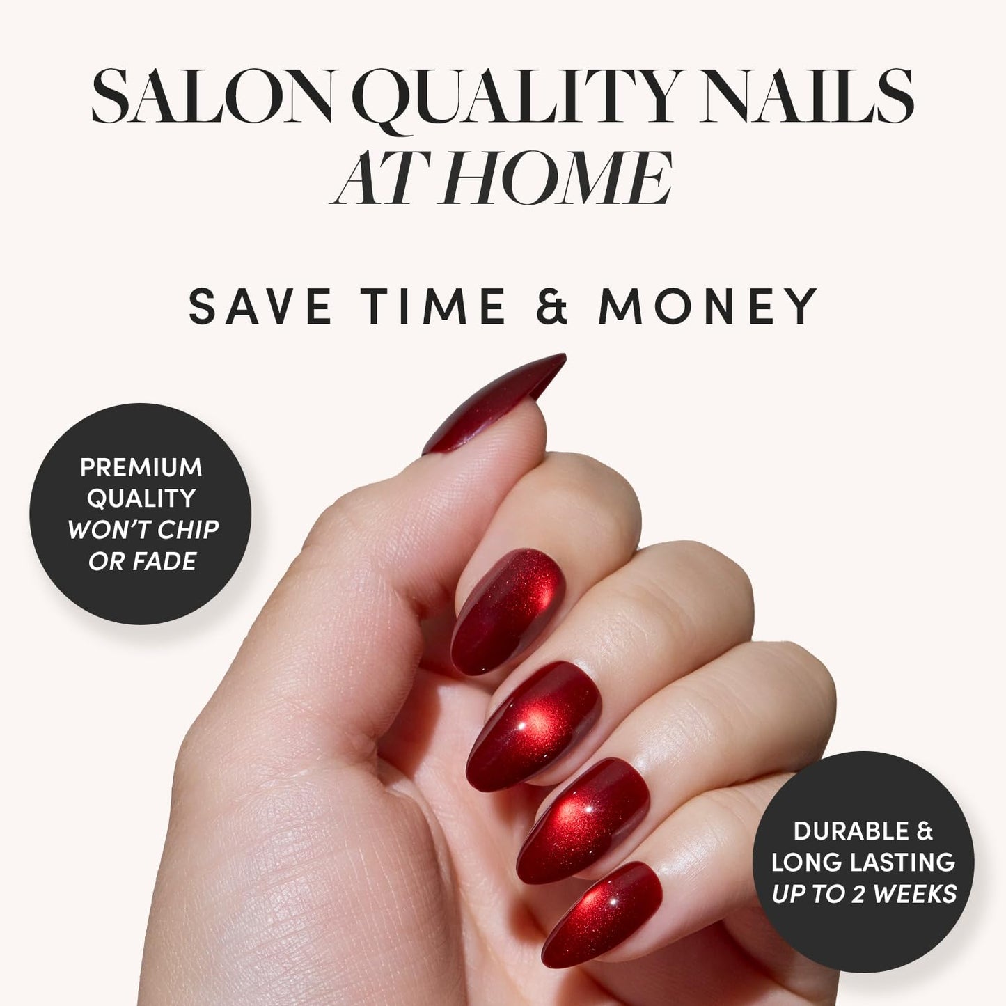 Glamnetic Press-On Nails Bundle - Frosted Cranberry & Sweater Weather | Short Almond Fake Nails in Deep Red with Jelly Finish | Short Almond Fake Nails with White Glitter French Tips & 3D Designs | Du