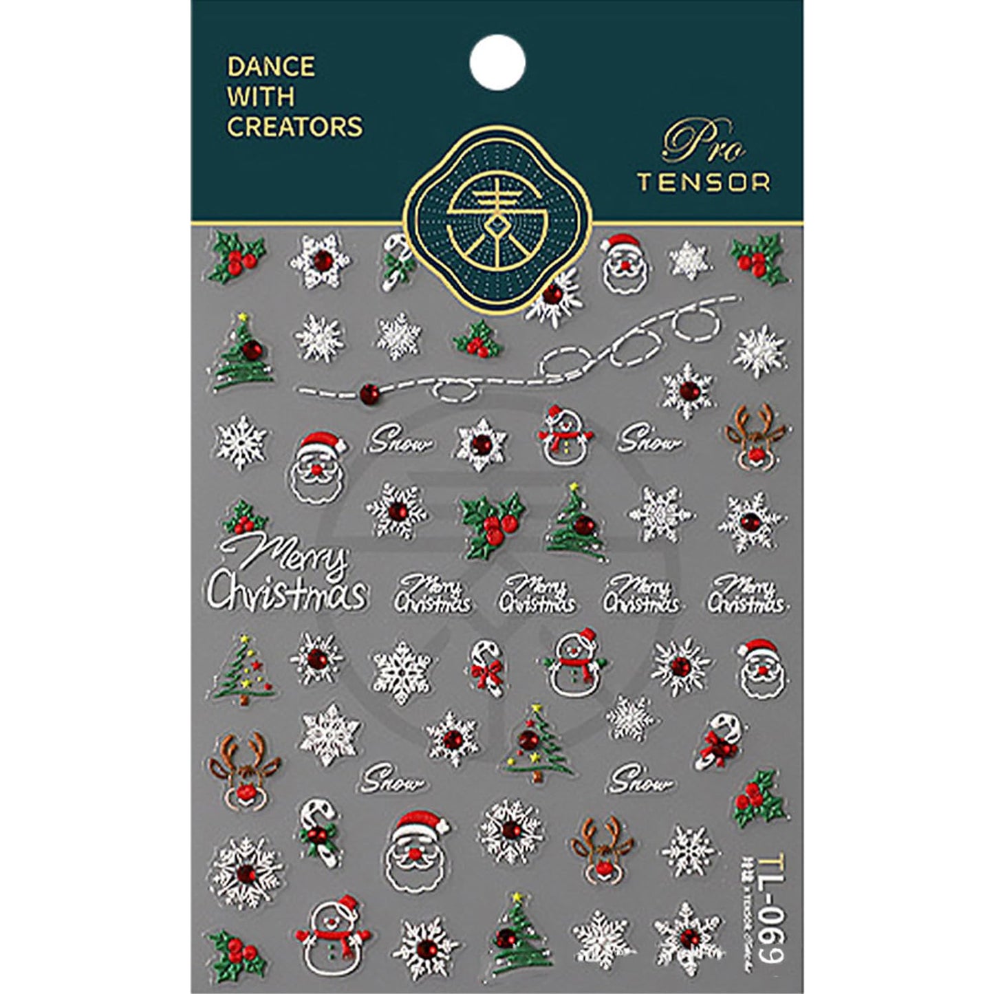 Christmas Nail Art Stickers Decals 5D Embossed Cute Santa Claus Snowman Nail Stickers Self-Adhesive Winter Snowflake Nail Decal with Red Rhinestones Charms Designs Nail Sticker for Women Nails Decor