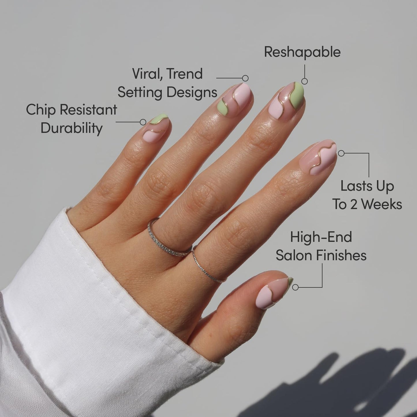 Glamnetic Press On Nails - Bluebelle | Short Almond Fake Nails with Pale Blue French Tips & 3D Blueberry Accents on Semi-Sheer Base, Glossy Finish, Salon Quality | 15 Sizes - 30 Nail Kit with Glue