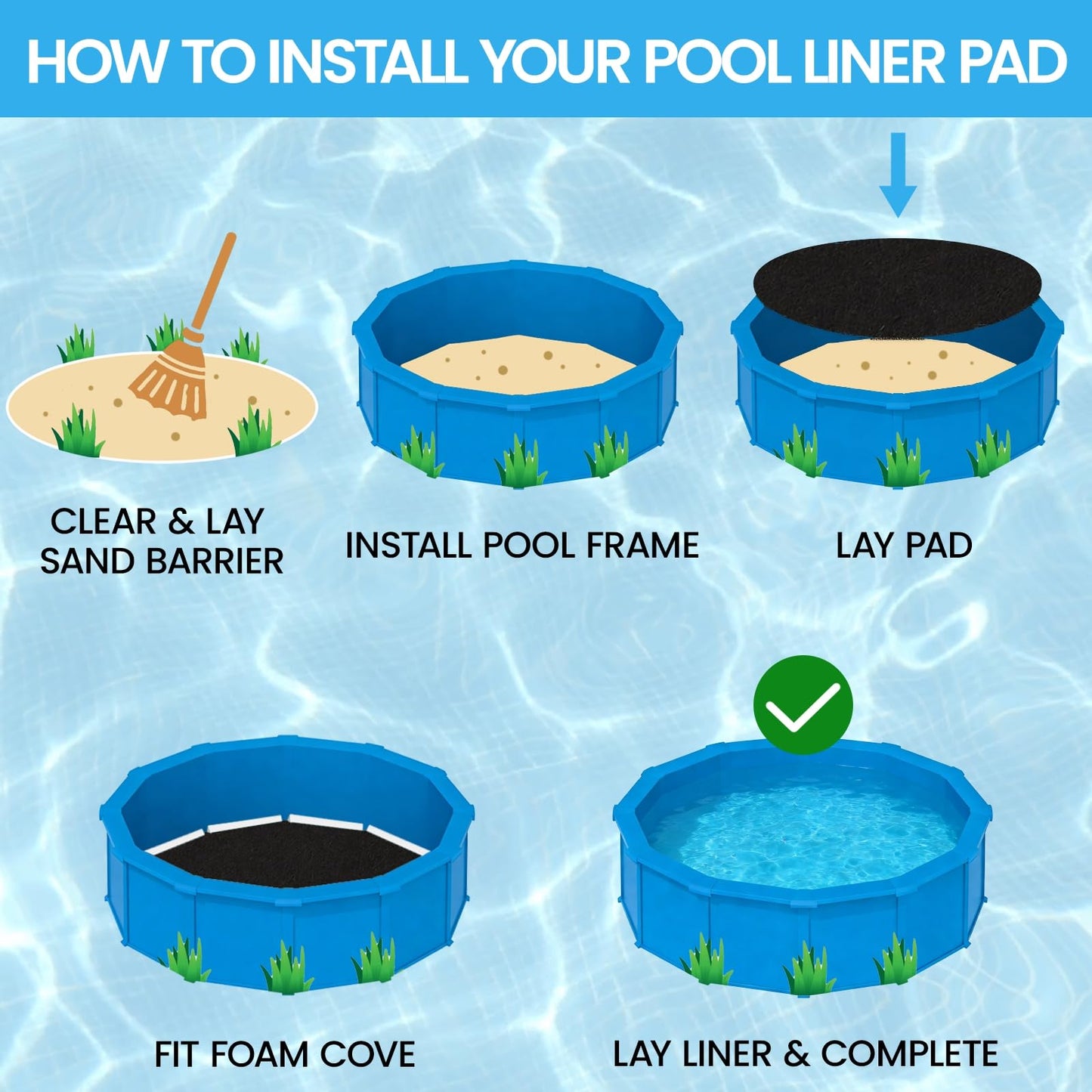 Poolvio 24-Foot Round Above Ground Pool Liner Pad, Geotextile Under Padding, Extends Liner Life, Puncture & Weed Barrier