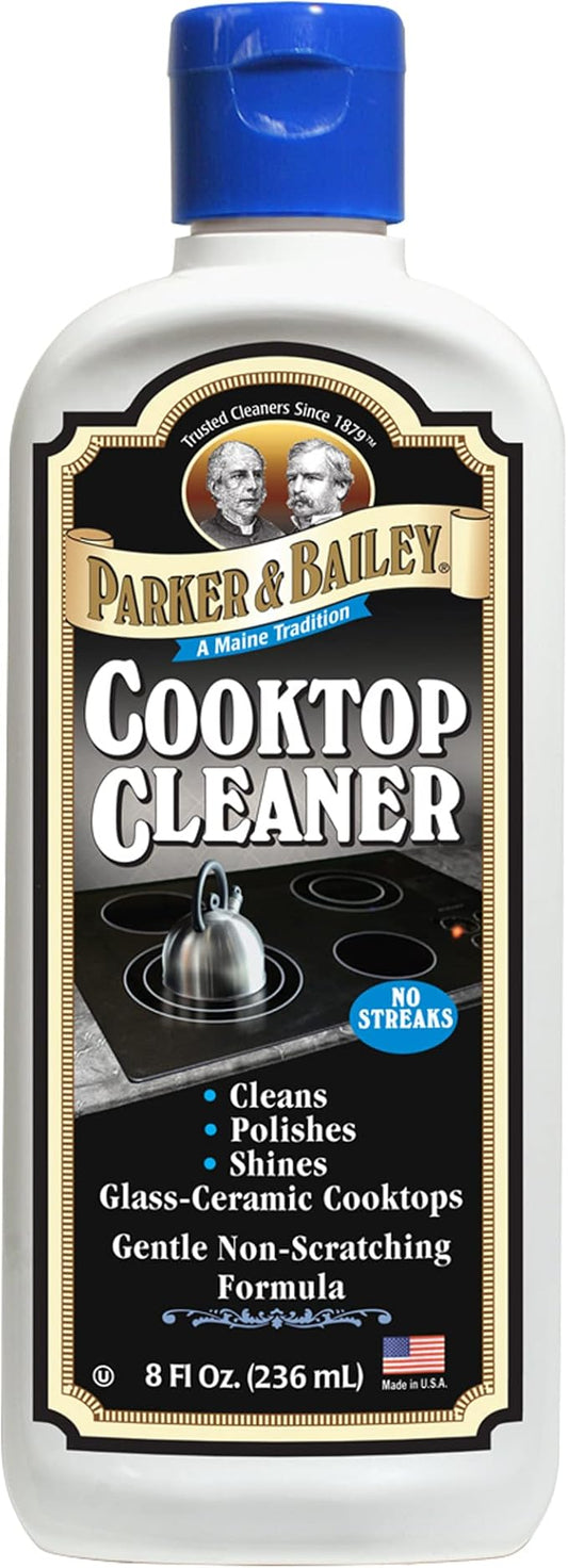 Parker & Bailey Cooktop Cleaner â Non-Scratch Formula for Glass and Ceramic Stovetops, Removes Grease and Residue, Restores Shine, 8 oz
