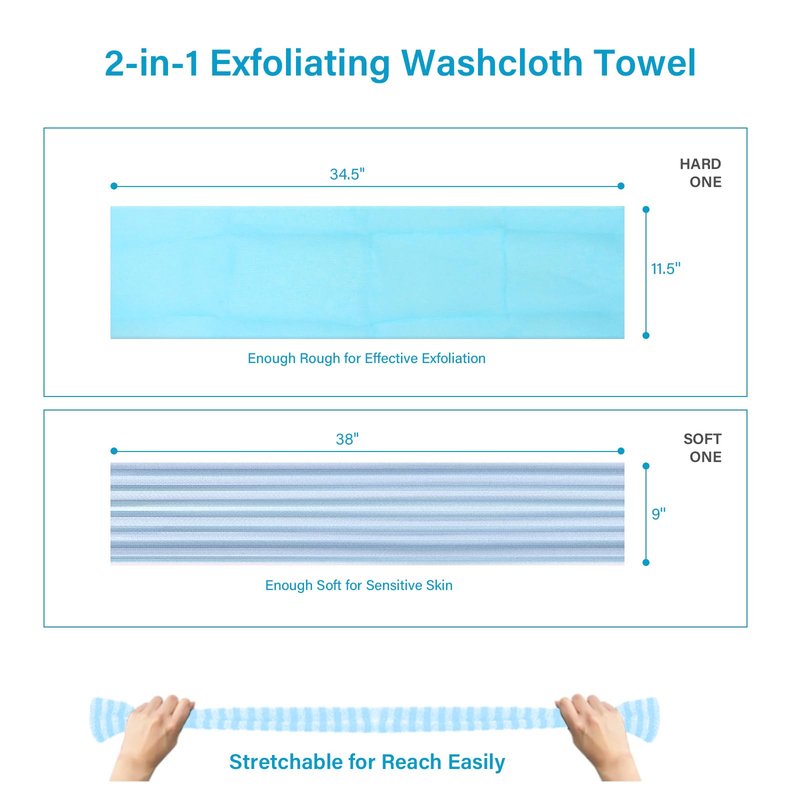 Yiclick 2pcs Back Scrubber for Shower Bath ，Exfoliating Body Scrubber, Body Exfoliator Loofah Luffa Sponge Net Rag Back Washer