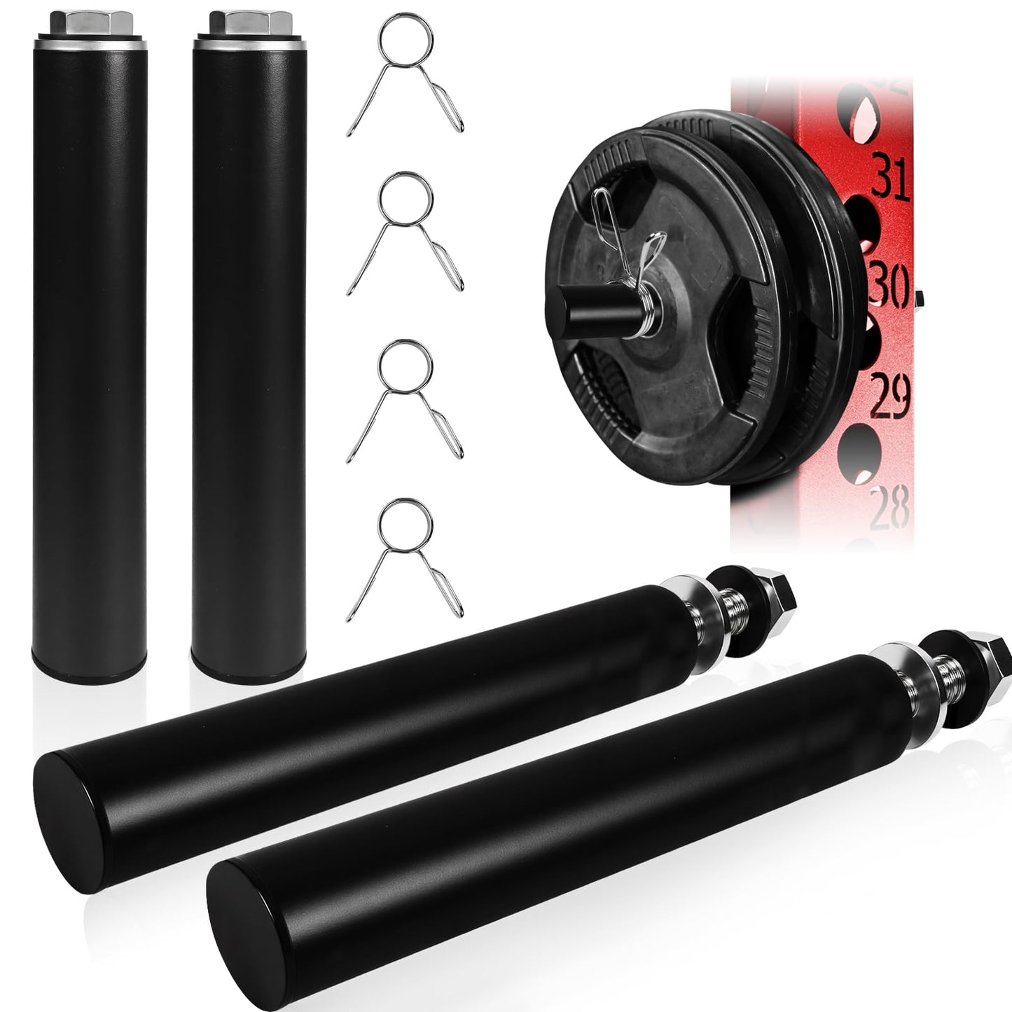 Weight Plate Holder for Power Rack Attachment, Squat Rack Weight Storage for 2 inc Olympic Weight,Compatoble with 2x2, 2x3, 3x3 Power Cage, Fit 1"and 5/8"" Hole(Holder for 1 inch hole-4P)"