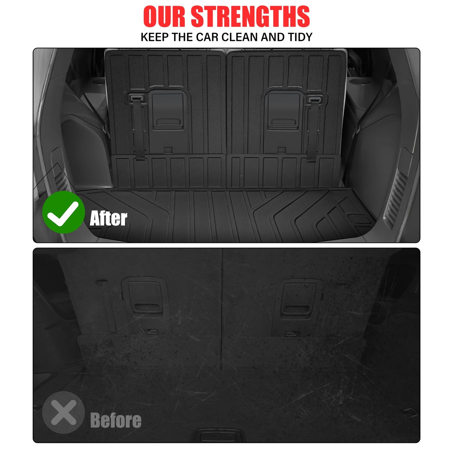 Floor Mats & Trunk Mat for 2026 2016-2025 Dodge Durango 7 Seats with 3rd Row Backrest Mat All Weather TPE Protection 3 Rows Car Floor Liners Full Set with Cargo Liners