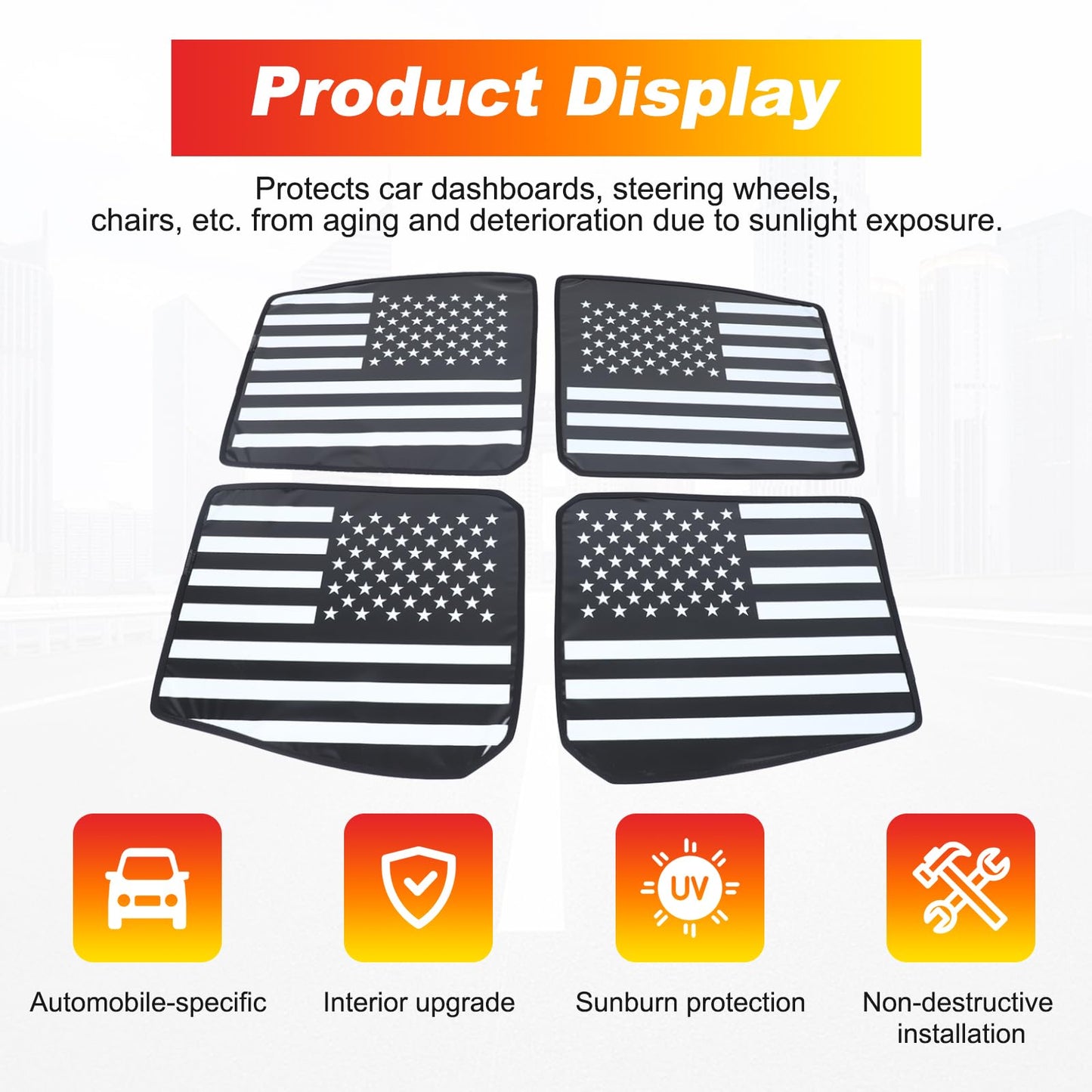 Sunroofs Shade Compatible with 2022 2023 2024 2025 2026 Hummer EV Accessories SUV/Pickup Truck 4PCS Hardtop Windshield Glass Sunshade Insulation Heat Visor Blocks UV Foldable Storage