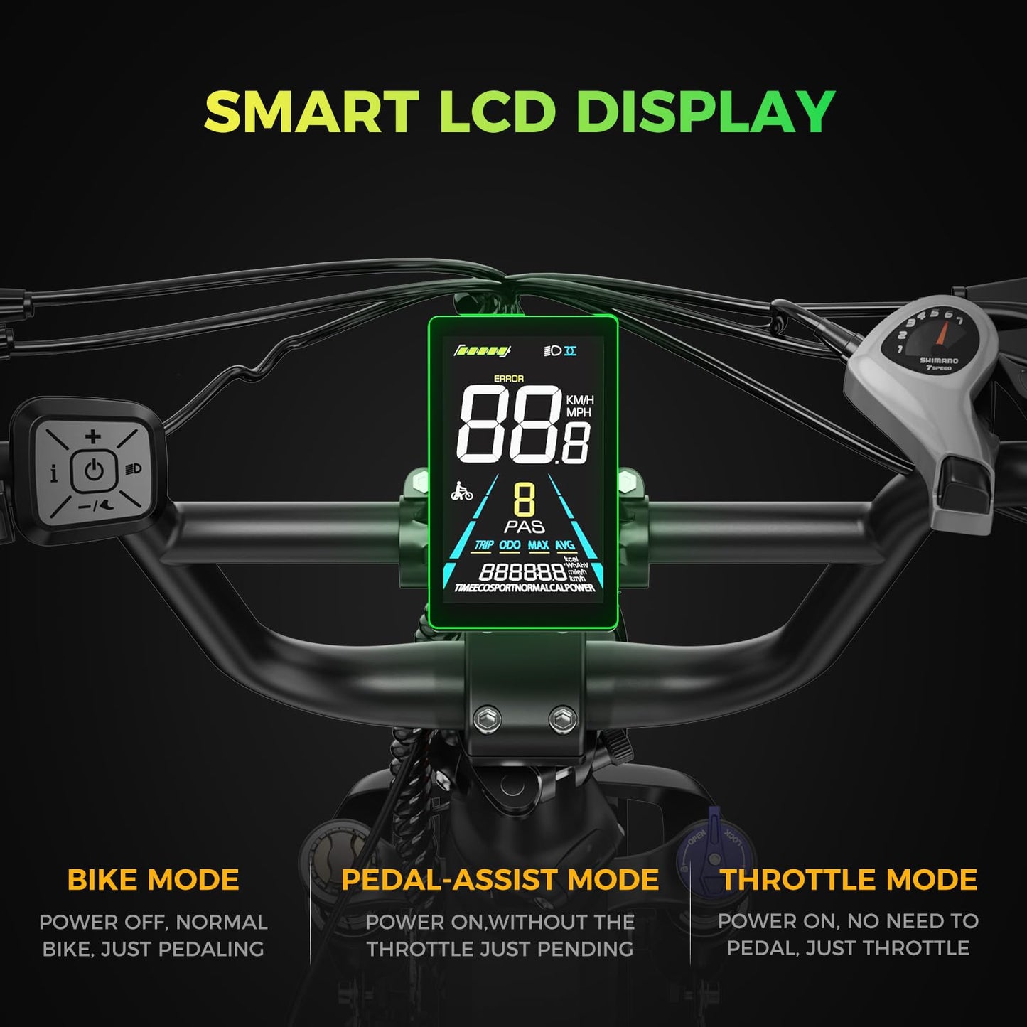 Aipas F3 Electric Bike for Adults with 1500W Motor Peak,48V12.8Ah Removable Battery Max 62 Miles 28MPH,20" x 3.0 Fat Tire Folding Electric Bike with 7-Speed and Full Suspension with Rear Basket