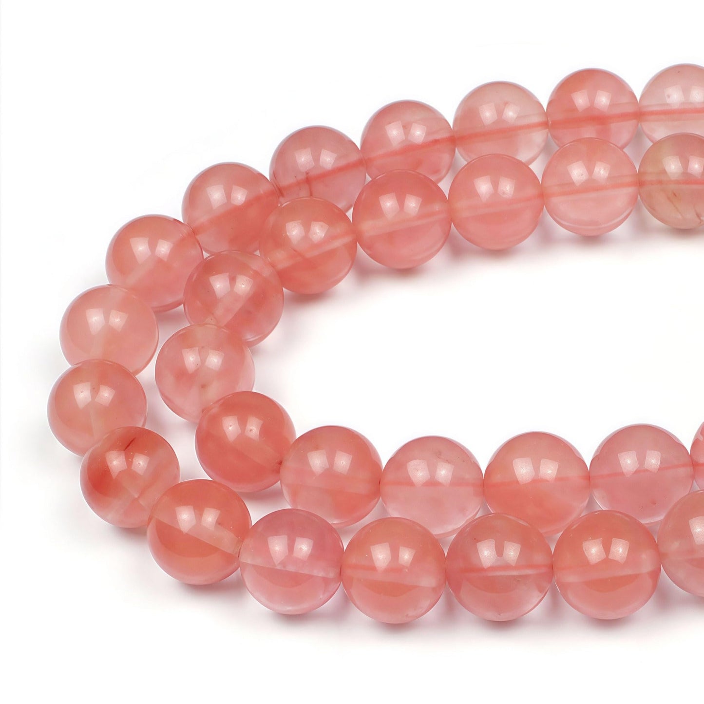 MJDCB Stone Beads Pink Crystal Round Loose Beads for Jewelry Making DIY Bracelet Necklace (10mm)