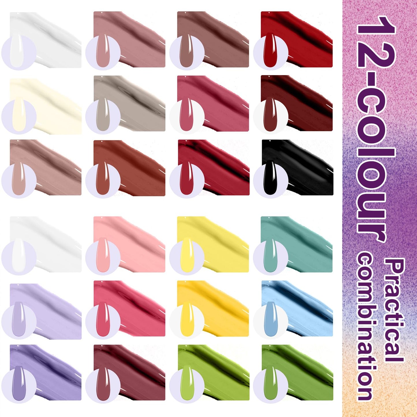 U-Shinein 24 Colors Gradient Nail Gel Palette Set, Hema ＆ TPO Free Bright Nude Almond Black White Ombre Gel Nail for Pigment Painting Pat Nails Gel Kit, Perfect with Salon Pro DIY Home Nail Art
