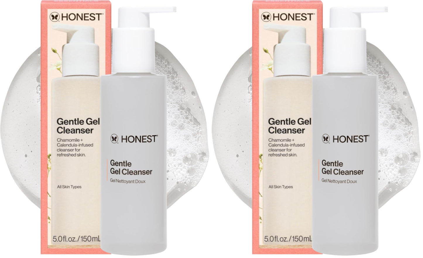 Honest Beauty Gentle Gel Daily Face Cleanser, Calms, Refreshes, Hydrates, Vegan Safe for Sensitive Skin, 5 fl oz, (Pack of 2)