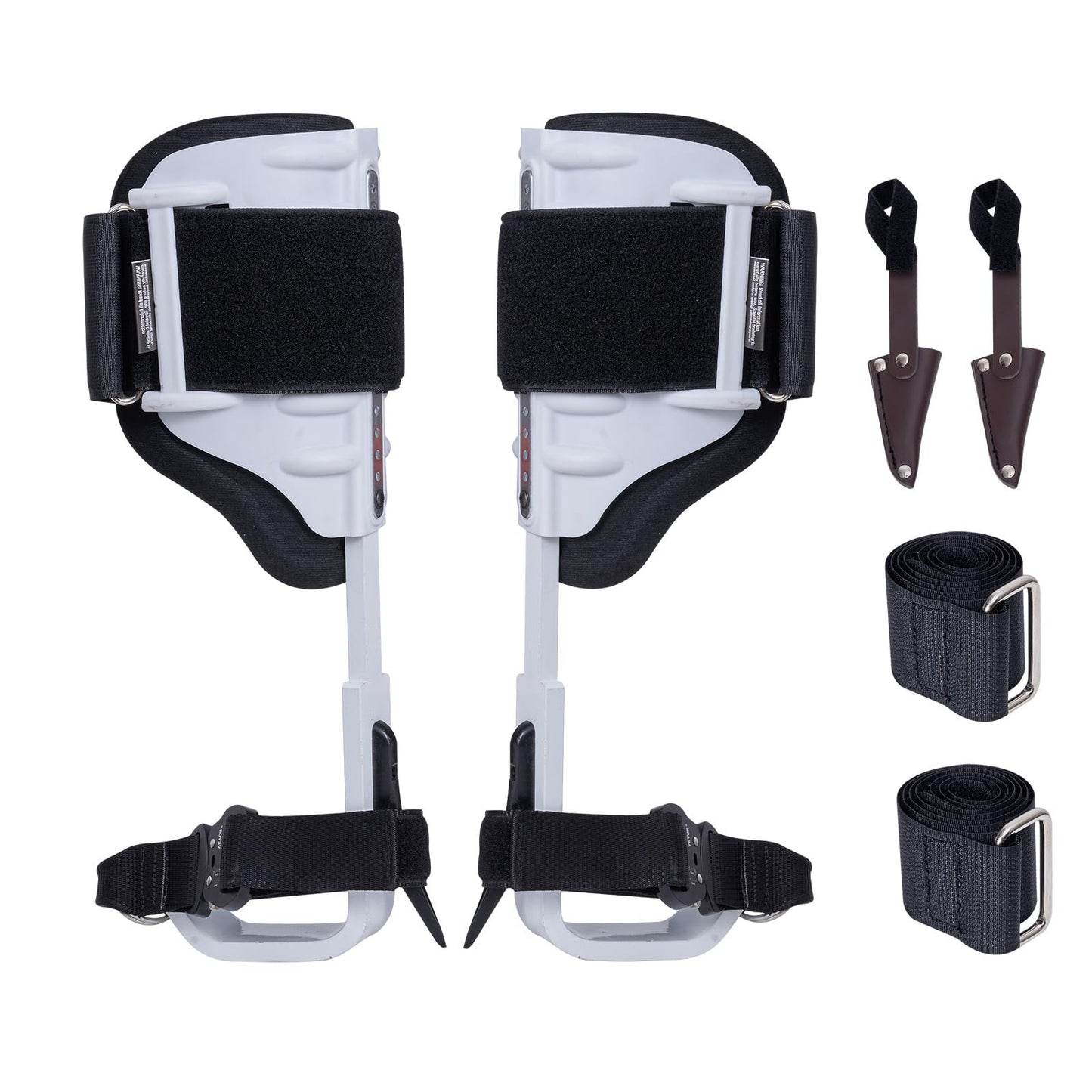 VEVOR Tree Climbing Spikes, 1 Pair Aluminum Climbing Spurs, 350lbs Load Capacity Tree Climbing Gear with Straps and Spike Protectors, Arborist Equipment for Climbers, Hunting, Fruit Picking, White