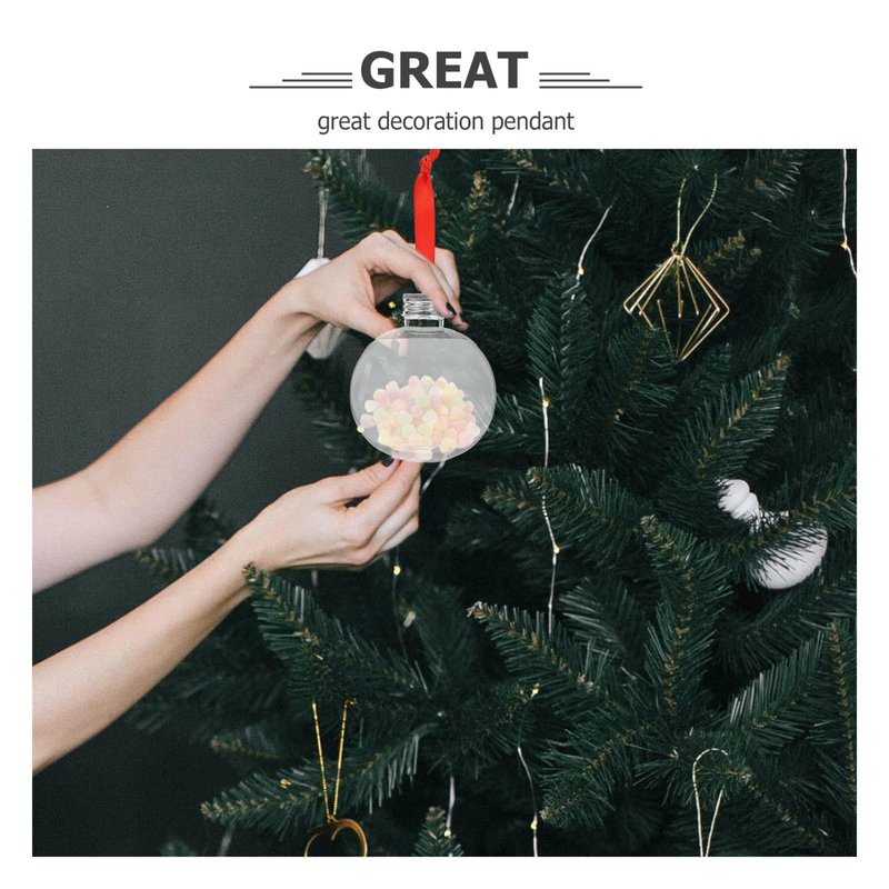 TOVINANNA 10pcs Round Plastic Bottle Shaped Christmas Ornaments Fillable Candy Tree Decorations