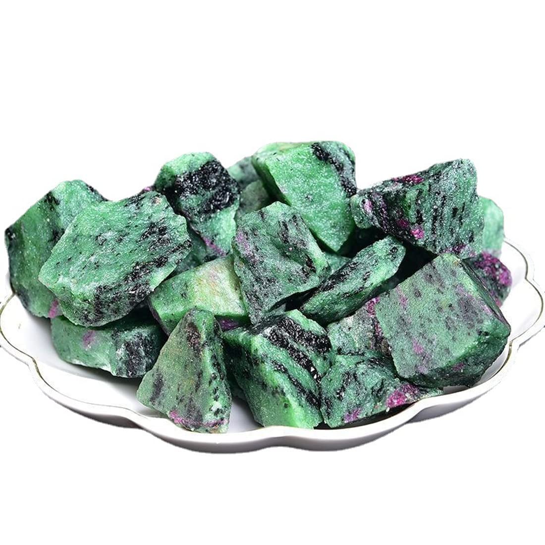 Green Ruby Zoisite Raw Crystals, Large 1.25-2.0" Healing Crystals Natural Rough Stones Crystal for Tumbling, Cabbing, Fountain Rocks, Decoration, Polishing, Wire Wrapping, Wicca & Reiki