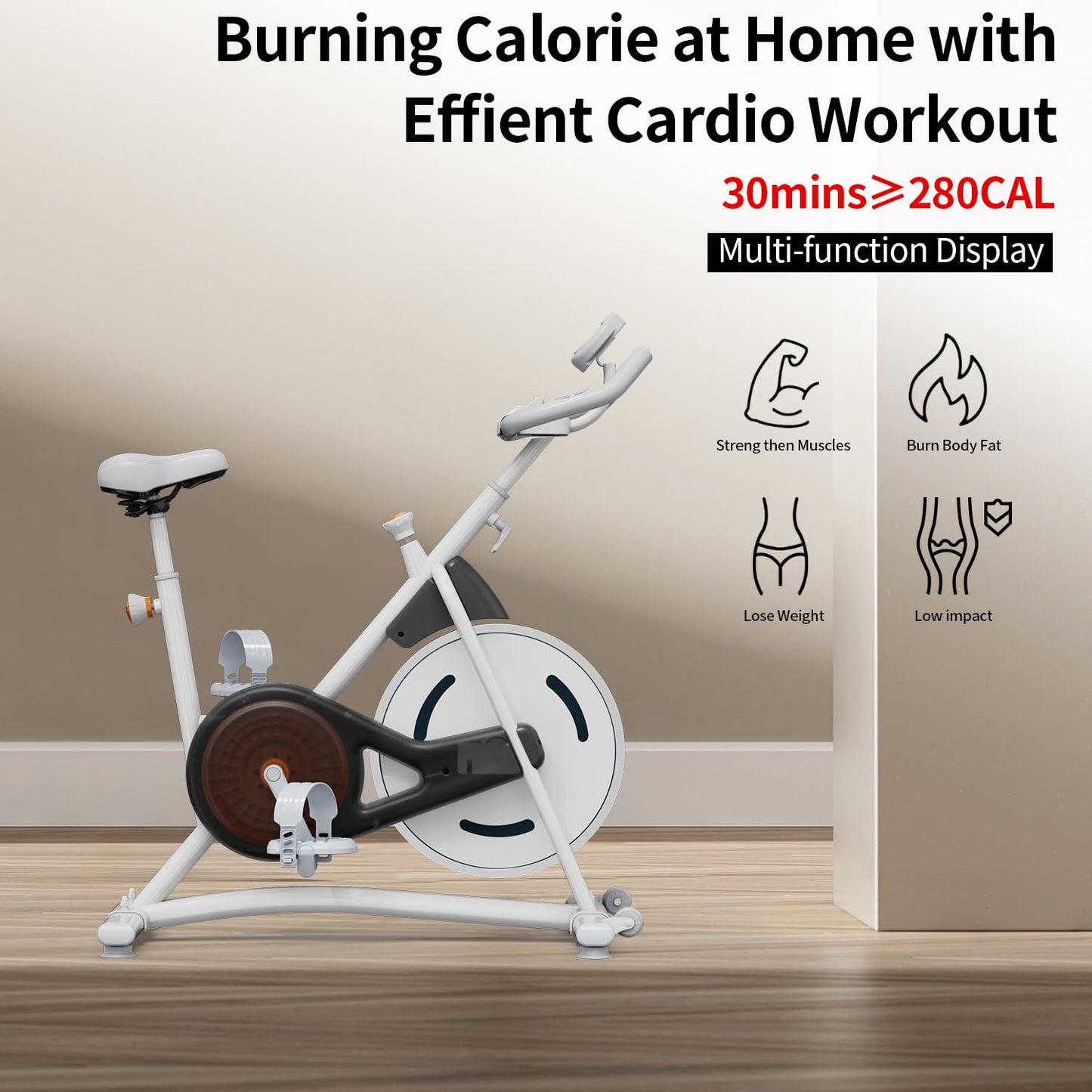 HOELLL Exercise Bike with Exclusive Heart Rate Sensor and APP Sync, Stationary Bikes for Home with Continuously Variable Resistance, Compact Indoor Cycling Bike with Tablet Mount