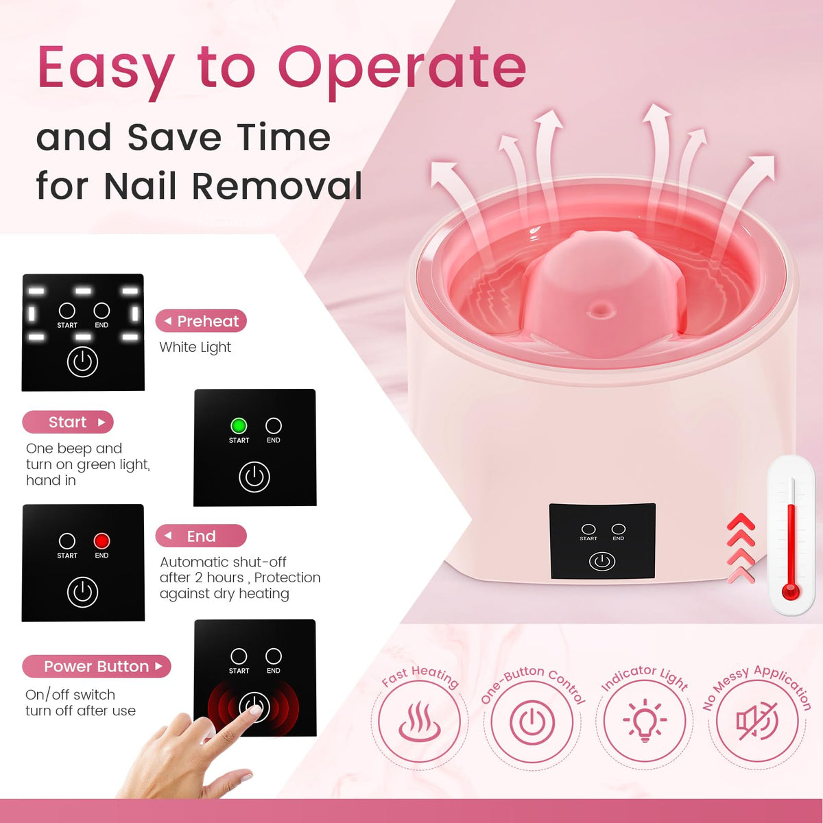 Yokilly Nail Soaking Bowl Heated: 50% Faster Nail Soak off Bowl for Women Nail Beginner - Electric Manicure Nail Bowl for Home Salon