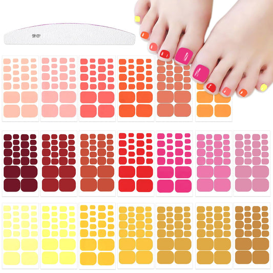 JERCLITY 440 Pieces 20 Sheets Solid Color Toenail Polish Strips Full Nail Wraps for Women Nail Art Wraps Toe Nail Stickers for Toes Nail Polish Stickers for Toenails Decals