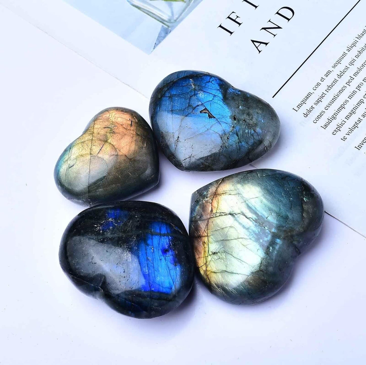 Large Heart Crystal Stones Healing Crystal Palm Polished Love Shaped Gemstones Blue Labradorite Heart Rock Meditation Gift 0.6-0.8Pounds