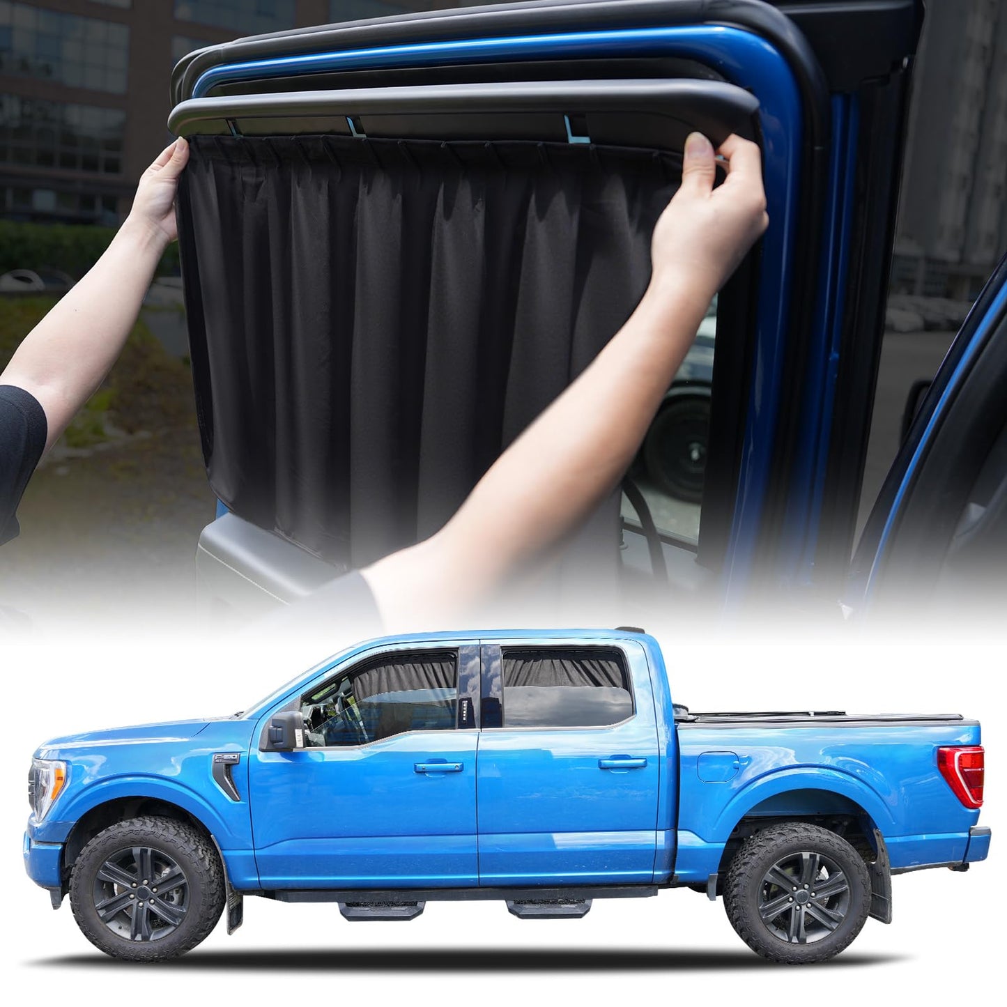 [2025 Upgraded] Weektic Car Curtains for 2021 2022 2023 2024 2025 Ford F150 SuperCrew | Drive-Safe Car Side Window Sun Shade Block 99% UV & Protect Privacy, Easy to Install Without Damage, Black 4pcs