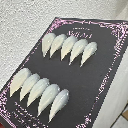 10 Pcs Handmade Press on Nails Short Curved Unique Stiletto Eagle Claw Acrylic Fake Nail with Dragon Claw Design Thickened Goth Nails Press Ons Full Cover Reusable Nail for Women（S）