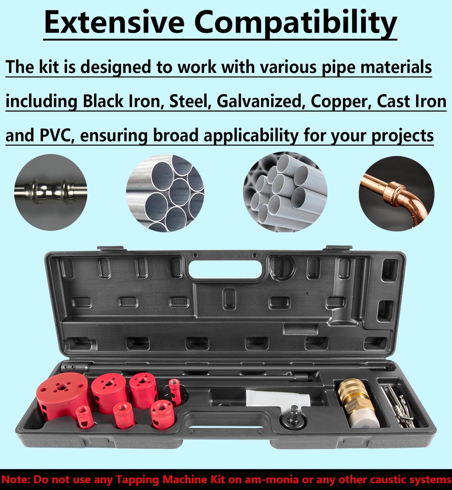 Bonbo 08350 DM3MECH Mechanical Hot Tapping Machine Complete Kit for NPT with Hole Saws or Arbor