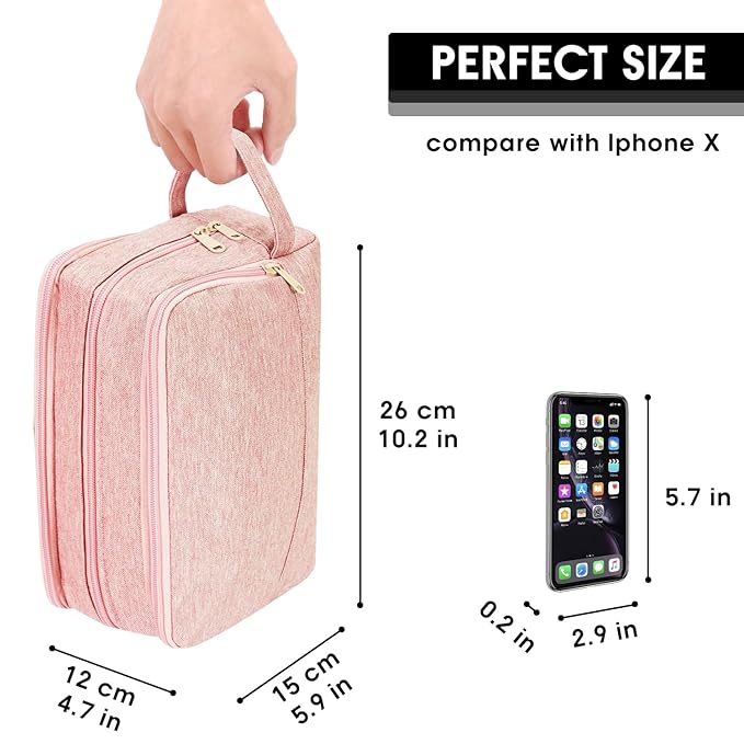Toiletry Bag for Men Hanging Dopp Kit Water Resistant Shaving Bag Small Toiletry Bag for Traveling (Denim Pure Pink)