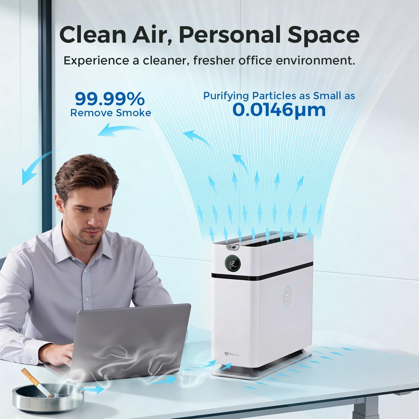 Airdog X1+ Air Purifier for Home,TPA Technology Up to 20X More Effective than HEPA,Portable Air Cleaner for RV with 3 Modes, App Control for Allergens, Pollutants, Smoke, Dust