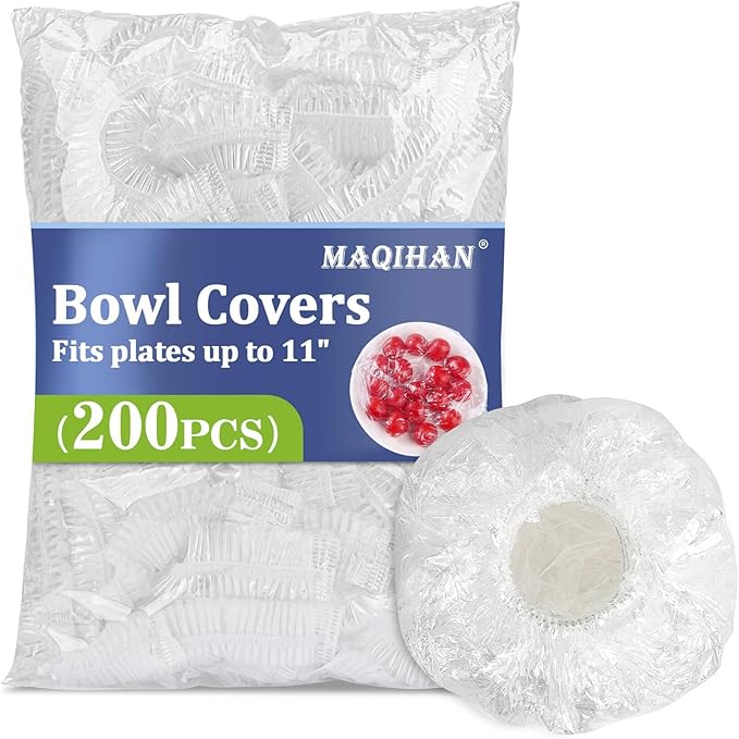 MAQIHAN 200 Bowl Covers for Bread Proofing - Medium Plastic Wrap Food Sourdough Baking Rising Elastic Reusable Plate Covers Outdoor Food Fresh Keeping Bags Shower Cap Hair Deep Conditioning