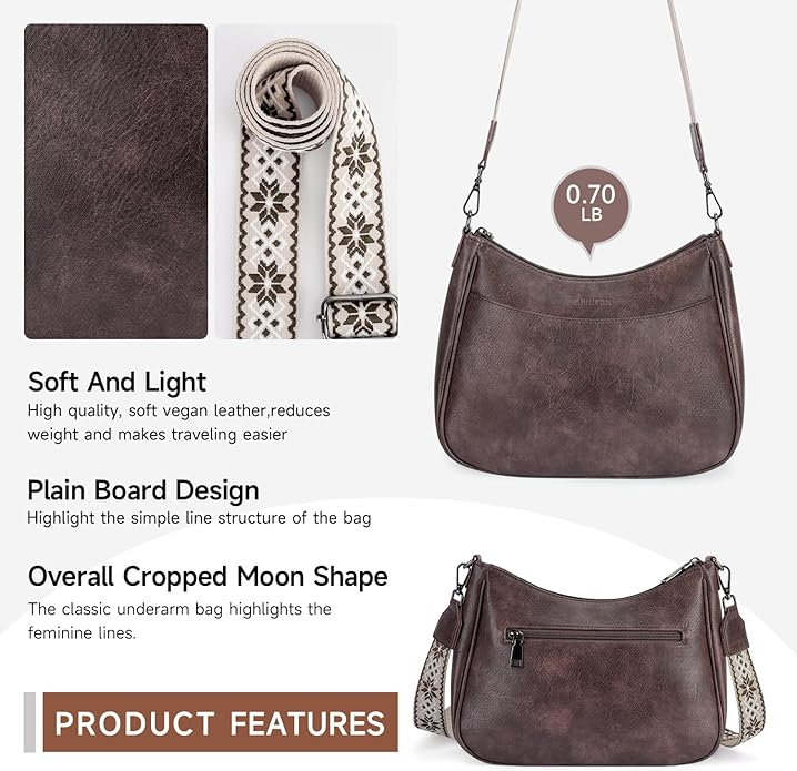 APHISON Trendy Leather Crossbody Purse with Adjustable Strap, Women's Shoulder Handbag
