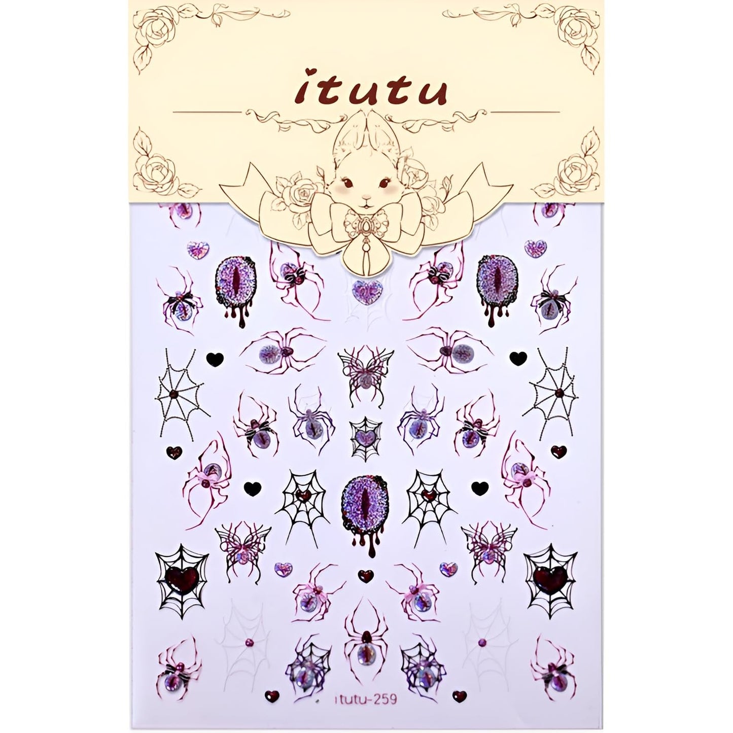 Halloween Nail Stickers Spider Nail Stickers for Nail Art Spider Web Nail Decals 5D Self-Adhesive Purple Pink Nails Design for Women and Girls DIY Manicure Nail Art Decorations