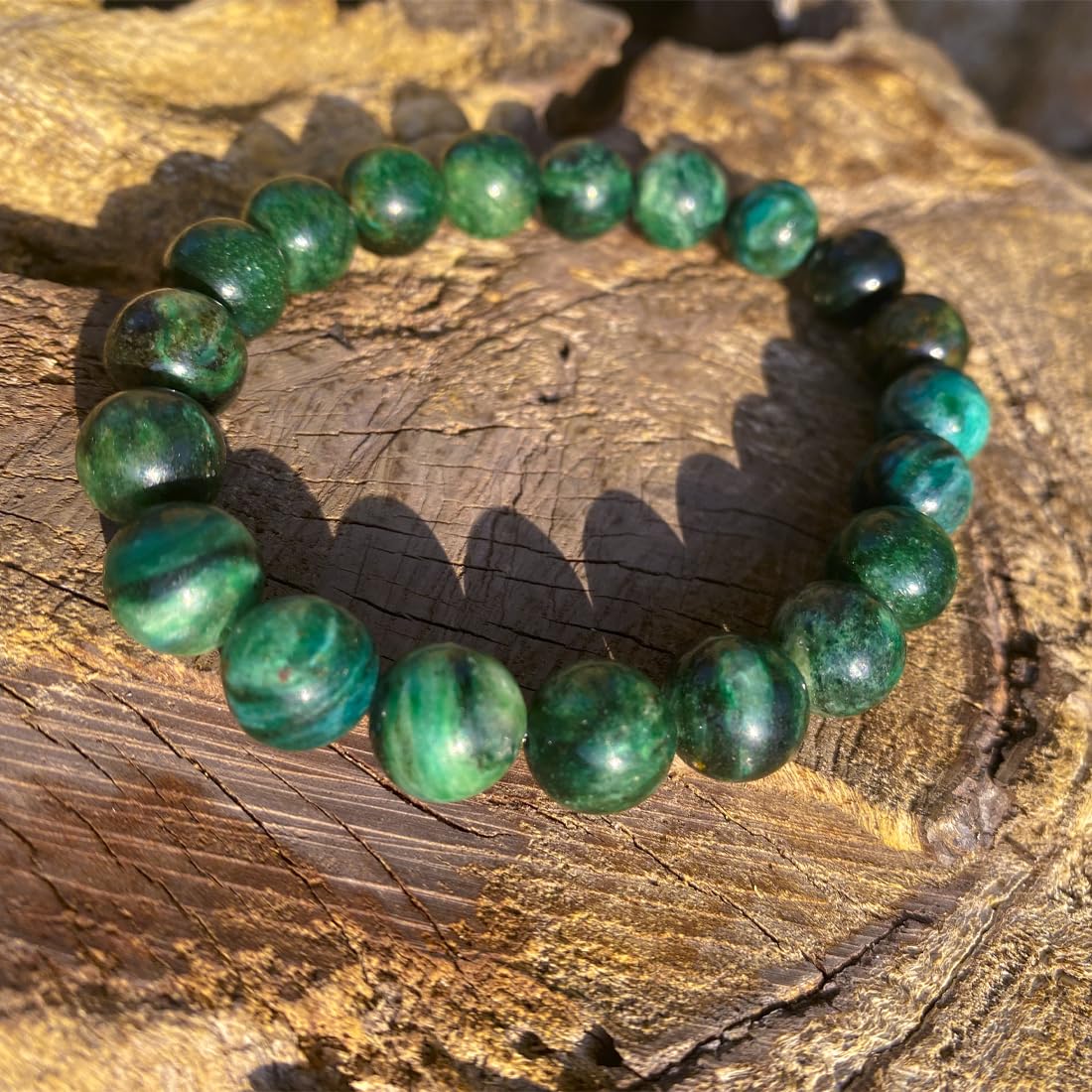 10mm Emerald Bracelet | Natural Green Heart Chakra Crystal Beads - Handmade Gemstone Meditation Bracelet for Abundance & Love & Luck | Beading Tool Kit - Fits for 7-8 inch Large Wrist Size