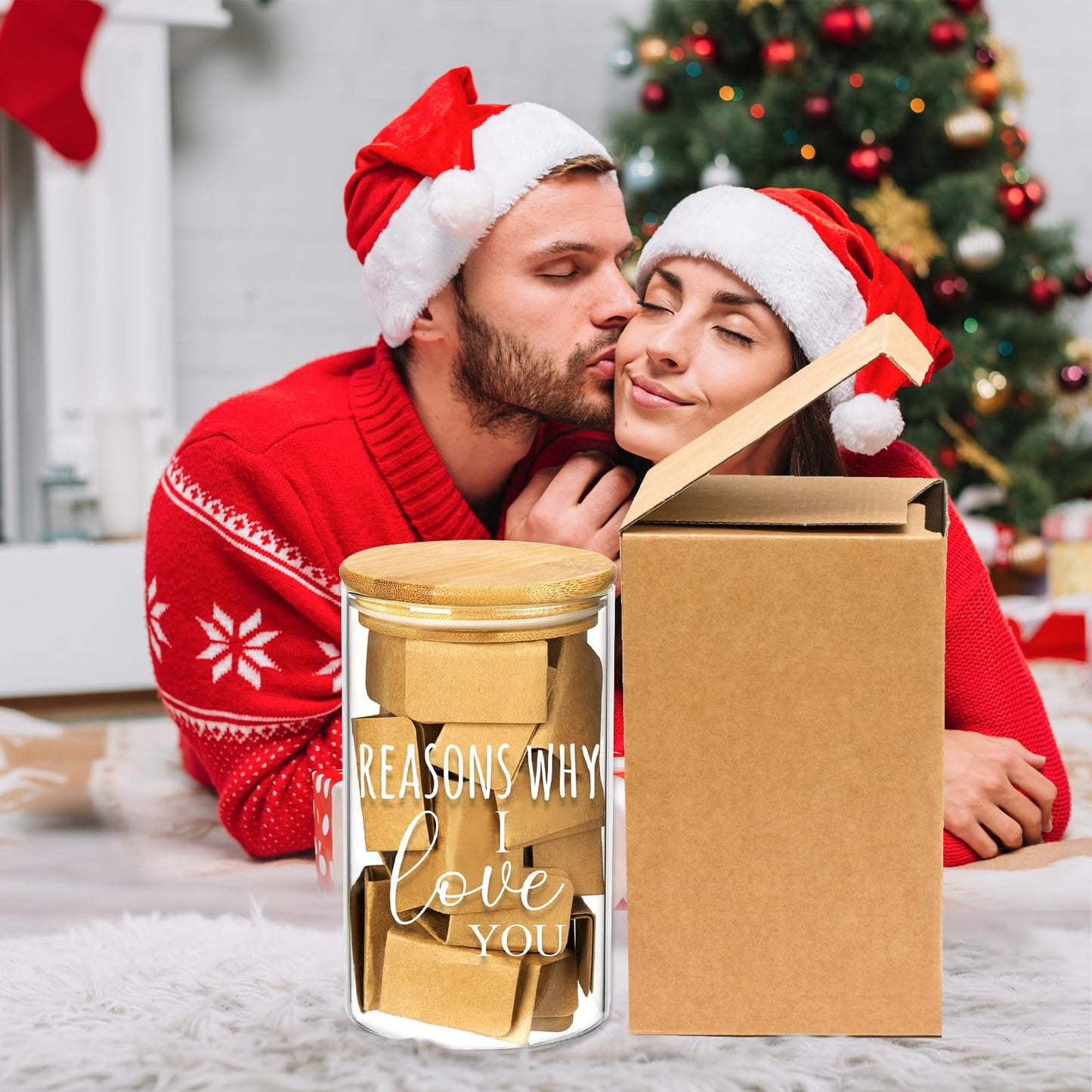 LAIAME Reasons Why I Love You Jar with 100 Note Cards,Birthday Gift Long Distance Relationship Gift for Boyfriend Girlfriend Him Her,Gratitude Jar for Mom Dad, Valentines Day Gifts for Wife Husband
