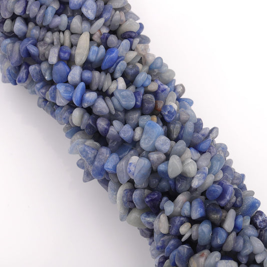 200pcs Natural Irregular Chip Stone Beads 5-8mm pre-drilled 30-inch Strand Semi-Precious Healing Crystal Beads for DIY Jewelry Making Bracelet Chakra Crafts Blue Aventurine