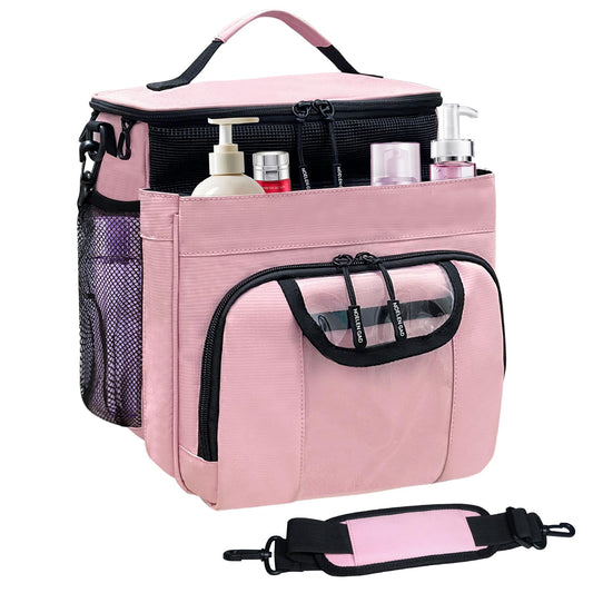 Large Toiletry Bag for Women Men, Bathroom Bag, Water Resistant Portable Shower Caddy for College Dorm, Hanging Toiletry Bags for Traveling, Gym Camping Cruise Ship Travel Essentials Shower Bag (Pink)