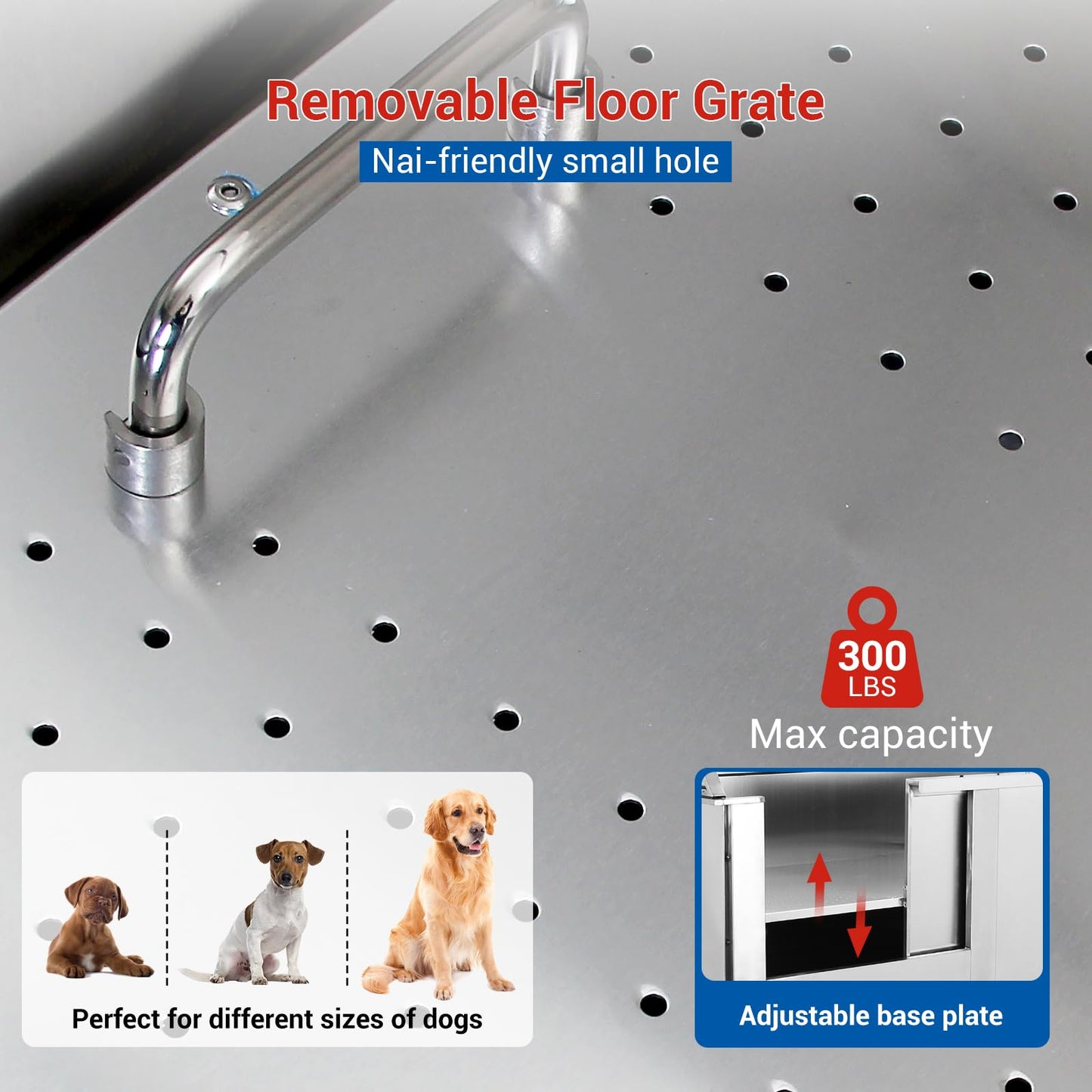 Garvee 50'' Dog Grooming Tub, Professional Pet Washing Station with Retractable Stairs, Stainless Steel Pet Bathtub for Small & Large Dog, Left Door