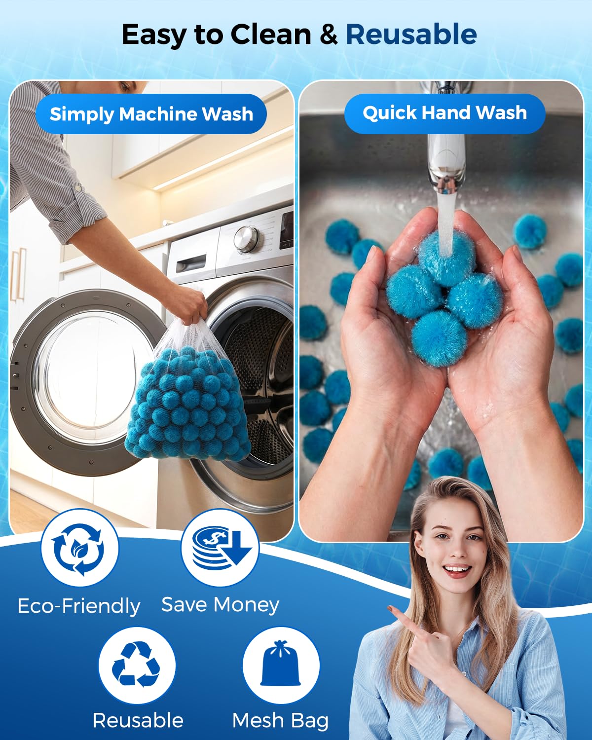 Zeinunk 2026 Upgraded Pool Filter Balls 4lbs with Mesh Bag, Reusable Pool Balls for Swimming Pool Pump Sand Filter Balls Media, Replace 160lbs Filter Sand for Above & In Ground Pool