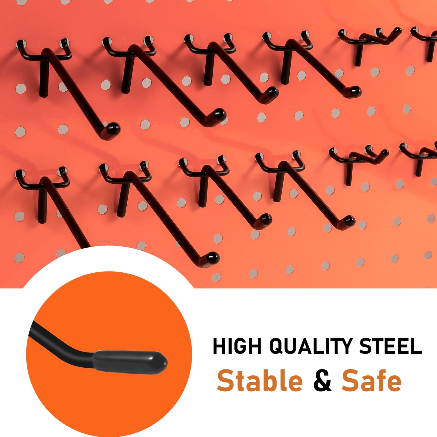 Dualshine 60Pcs Black Pegboard Hooks, 2/4/6 Inch Pegboard Wall Hook Heavy Duty PegBoard Shelving Hook Fit 1/4" PegBoard Metal Hanging Pegboard Display Hook Holder Organizer for Kitchen Store"