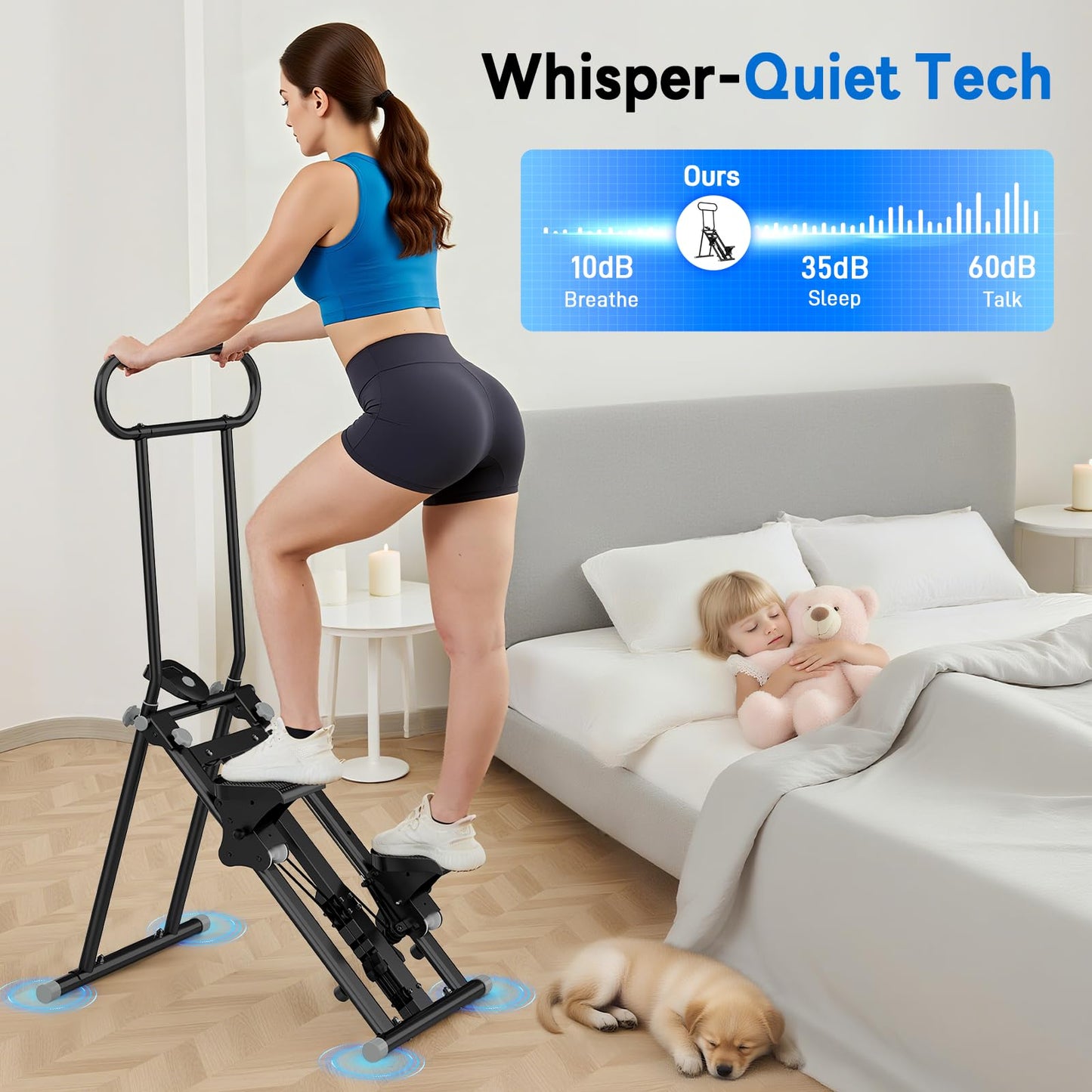ERGOLIFE Stair Stepper with 6-Level Adjustable Resistance, 350lbs Upgrade Foldable Stairmaster Machine for Home Gym Workout, Cardio Stair Climber with Low Noise (Black)