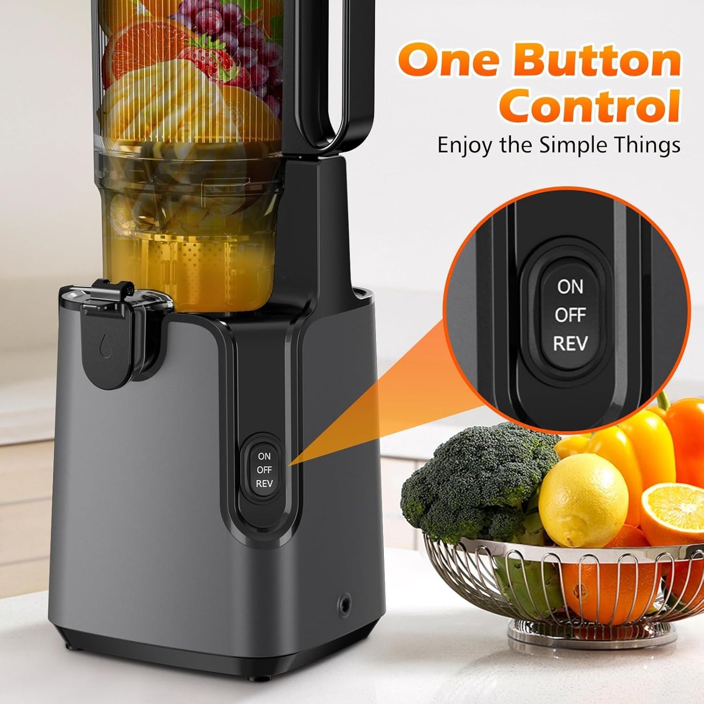 Juicer Machines with 5.8" Large Feed Chute, Cold Press Juicer for Whole Vegetables and Fruits 400W, Slow Masticating juicer Easy to Clean Juice Extractor Machine High Juice Yield